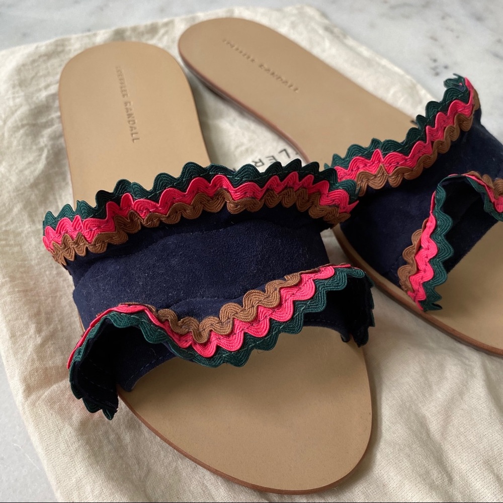 Loeffler Randall Birdie Ruffle Slides, Size 10